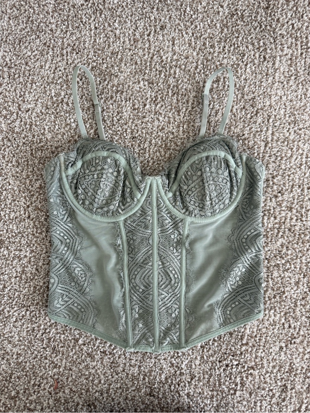Garage Sage Green Lace Bustier Camisole